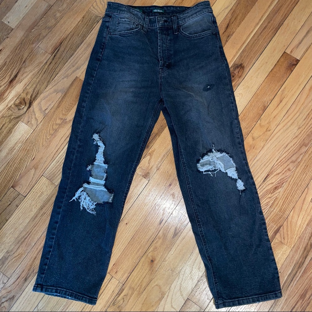 Gray-Black Ripped Straight Jeans - Picture 2 of 6